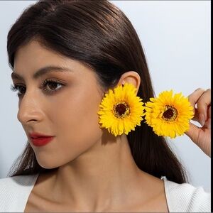 Yellow Sunflower Statement Earrings